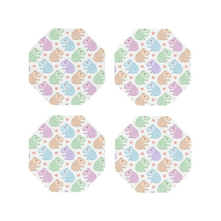 

Leather Coasters with Heat-resistant for Drinks Colorful Capybaras -标题2 Octagon