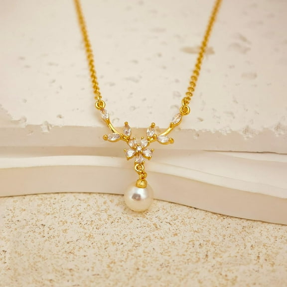 Gold Pearl Necklaces for Women Trendy, Single Pearl Drop Pendant Necklace Dainty Necklace for Women Simple Wedding Pearl Choker Bridesmaids Necklace Prom Jewelry Gifts