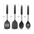 thumbnail image 2 of Xiao Hua Juego de 4 espátulas de silicona para cocinar, juego de utensilios de cocina de silicona resistentes al calor, espátula de cocina antiadherente, color negro, 2 of 5