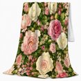 thumbnail image 2 of Vintage Rose Floral Design Autumn Thoughtful, Cozy Pet Portrait Pattern, Warm Flannel Blanket for Living Room and Bedroom, Cat Lovers Thanksgiving Gift, Pet Lover Home Decor, 2 of 9