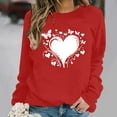 thumbnail image 4 of Qepwscx Womens T Shirts Long Sleeve Red Valentine'S Day Crewneck Sweatshirt Love Heart Printed Womens Blouses Cute Tops Pullover Sweatshirt Graphic Tshirts Holiday Outfits Tee Tops, 4 of 5