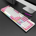 USB Wired Gaming Keyboard with Rainbow LED Backlight Silent Floating