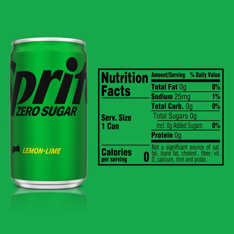 Sprite Zero Sugar Lemon Lime Mini Soda Pop Soft Drink, 7.5 fl oz