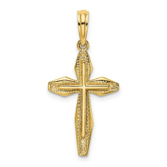14K Polished and Textured Cross Charm K8456