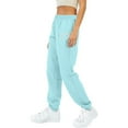thumbnail image 3 of PXLKNZH Workout Pants Women Trendy Heart Print Cinch Bottom Casual Pants High Waist Drawstring Jogger Sweatpants with Pockets Sky Blue,L, 3 of 5