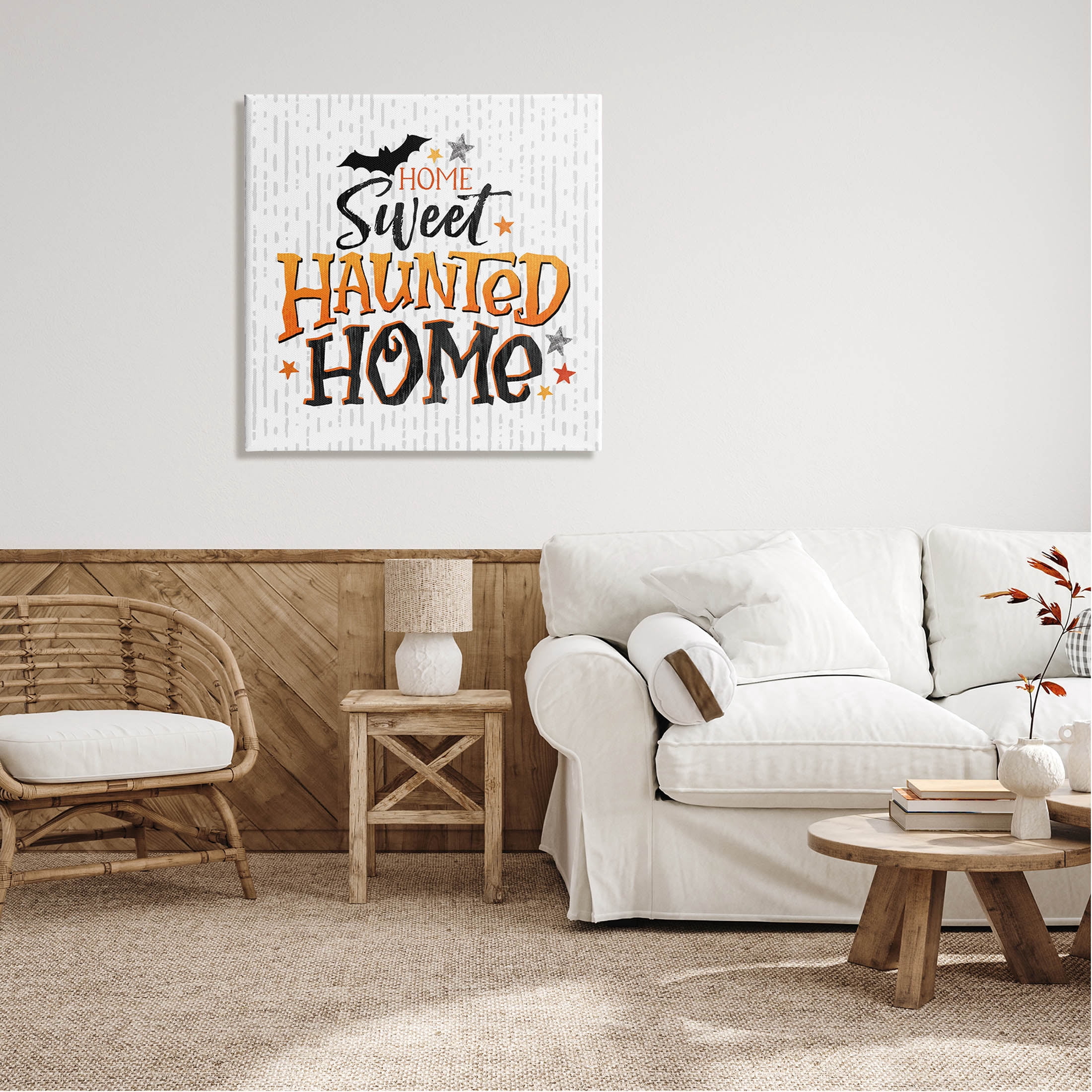 Sweet Haunted Home Patterned Holiday Graphic Art Gallery Wrapped Canvas Print Wall Art