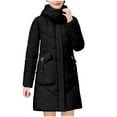 thumbnail image 2 of Gamivast Quilted Jackets for Women with Hood Long Zip up Button Warm Coats with Pockets Trendy Stand Collar Long Sleeve Jacket Winter Clothing for Cold Weather, 2 of 7