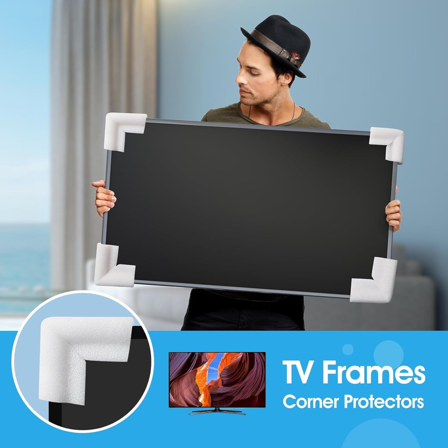 36 Pcs Thickened Foam Corner Protectors for TV,Picture,and Mirror Frames,moving supplies and packing materials picture boxes,shipping book corner - PCS