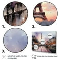 thumbnail image 3 of Designart "Twilight Rendezvous in Paris Pink Romance III" City Paris Metal Wall Decor Set, 3 of 5