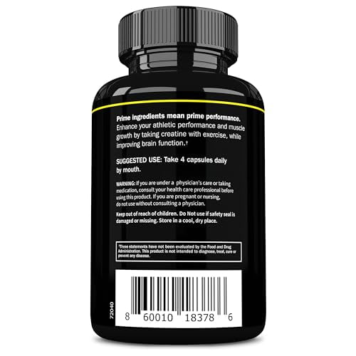 Prime Labs Creatine Monohydrate Capsules - Creatine Pills for Men & Women - 5000mg Pure Creatine per Serving - Muscle Growth, Muscle Recovery, Brain Function - Workout Supplement - 120 Capsules
