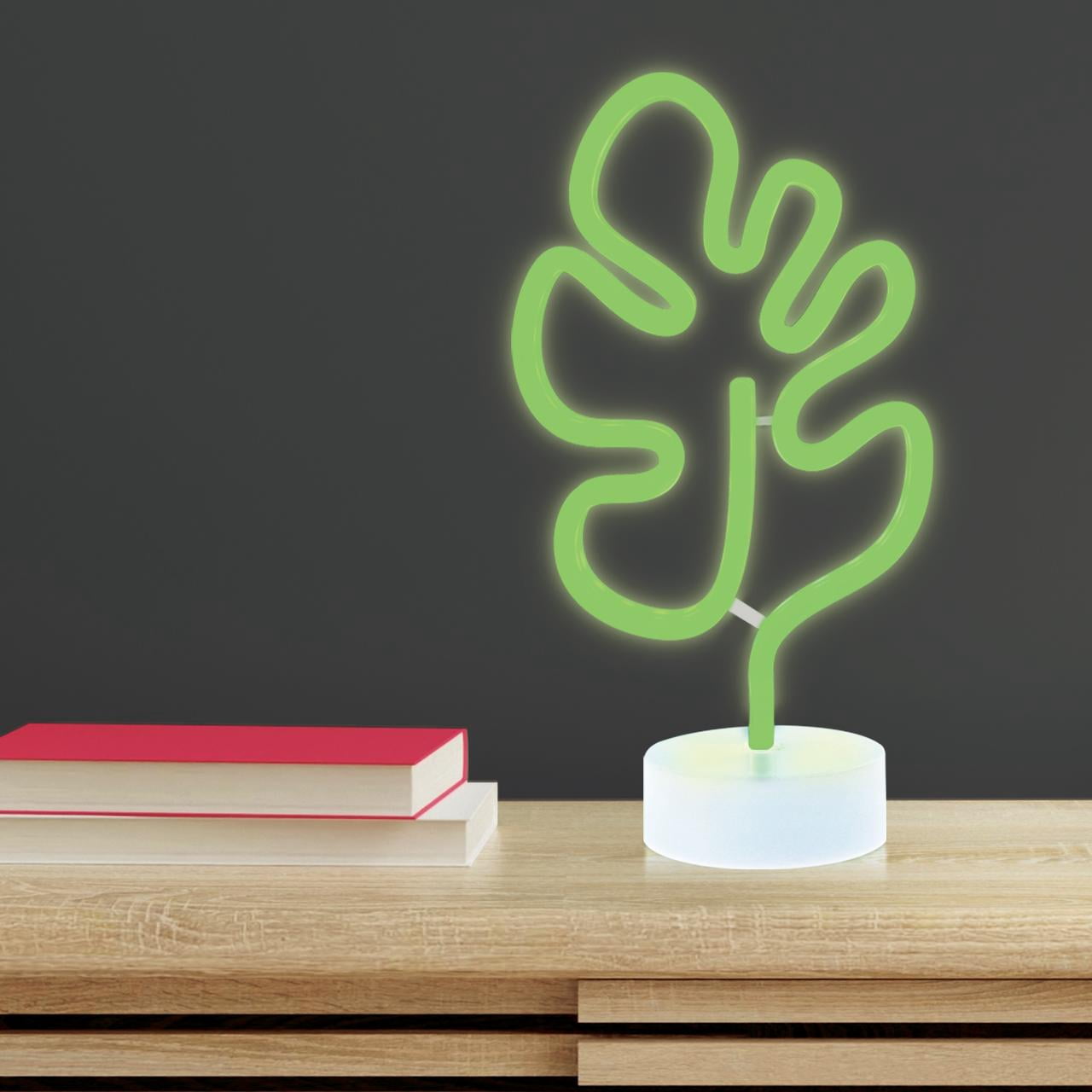 Xtreme Lit 6.5 x 12.25 Neon Monstera Leaf Lamp, Indoor Novelty Plastic Tabletop Sign