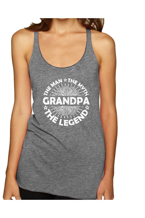 , Grandpa Man Myth Legend Funny Dad Uncle Papa Dad Gift, Father's Day, Women Tri-Blend Racerback Tank Top, Premium Heather, X-Large