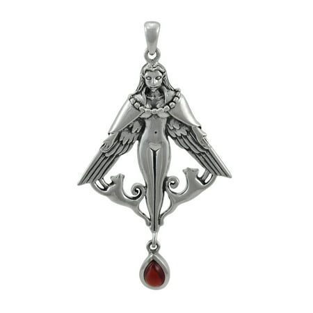 Sterling Silver Freya Norse Goddess Garnet Pendant