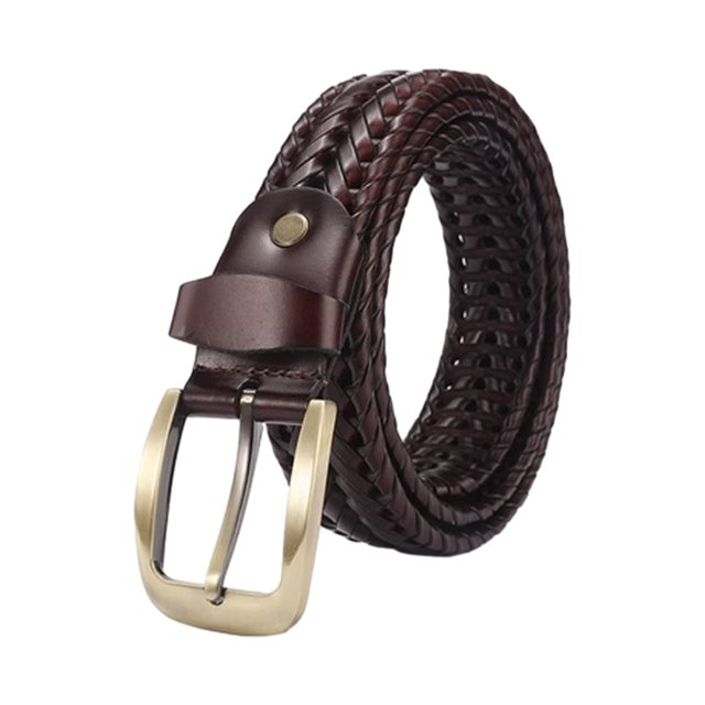 Guardurnaity Cinturón trenzado para hombre a la moda, cinturón de cuero informal tejido ajustable de cuero de primera calidad para pantalones Cinturones Vino rojo