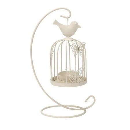 

Moroccan Styles Lantern Metal Chandelier ~ Tea Light Votive Candle Holder Wedding Home Hanging Decor - White birdcage 23cm
