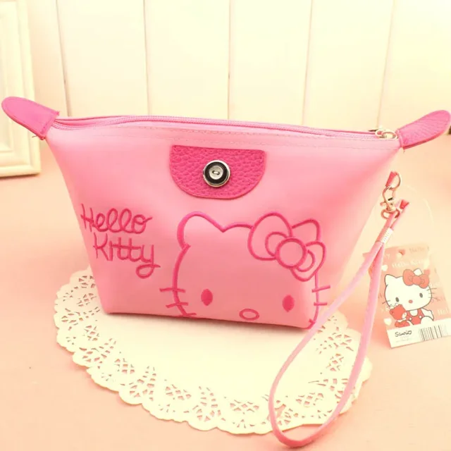 Bolsa de viaje de Hello Kitty, súper linda bolsa de maquillaje de Hello Kitty, gran capacidad, impermeable, bolsa de almacenamiento, regalo de cumpleaños de PU