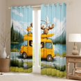 thumbnail image 2 of Erosebridal Kids Happy Camping Black Out Curtains,Cartoon Fox Deer Yellow Car Curtains Pack of 2 (42x63 Each) for Boys Girls,Lightweight Room Decor, 2 of 6