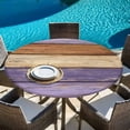 thumbnail image 6 of Farmhouse Purple Brown Round Tablecloth, Fitted Table Cover with Elastic for 55"-60" Round Tables, Vintage Wooden Striped Table Cloth Outdoor Indoor Dinning Party Waterproof Tablecloths, 6 of 7