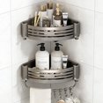 thumbnail image 1 of Estantes de Regadera con Adhesivos, 2 Estanter&iacute;as de Esquina para Ba&ntilde;o con 8 Ganchos, Estante Organizador Sin Taladro, Metal de Aluminio Porta Shampoo Anti&oacute;xido para B, 1 of 9