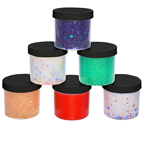6 Pack 6 Slime Storage Jars 8 oz Clear Containers For All Your Glue Putty 