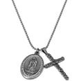 thumbnail image 3 of Cross Flat Mariner Marina Crucifix Saint Mary Retro Medallion Necklace Women,Silver Color, 3 of 6