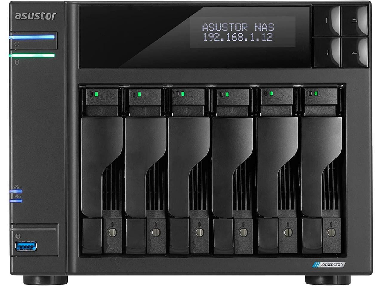 Asustor Lockerstor 6 Gen2 AS6706T - 6 Bay NAS, Quad-Core 2.0 GHz CPU, 4X M.2 NVMe Slots, Dual 2.5GbE, Upgradable to 10GbE, 8GB DDR4 RAM, Content Creation Network Attached Storage (Diskless) - The N...