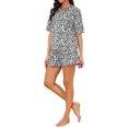 thumbnail image 2 of INSPIRE CHIC Womens Pajama Set Short Sleeves Ruffle Loose Fit Round Neck Ruffled Hem Delicate Loungewear Shirt and Shorts 2 Pcs M Black, 2 of 6