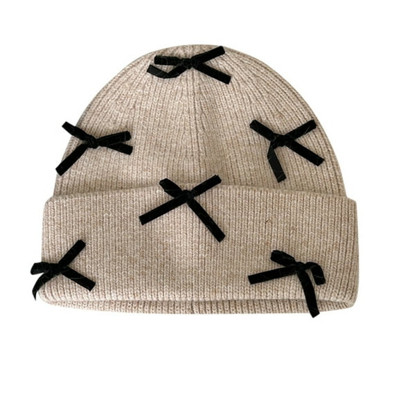 UFOUND Ladies Knitted Bow Hat Cap Warm And Stylish Winter For Women