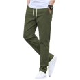 thumbnail image 2 of Men's Casual Elastic Waistband Drawstring Breathable Solid Color Pants, Loose Fit Trousers for Daily Wear and Relaxation,Army Green,L, 2 of 5