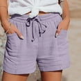 thumbnail image 5 of Women's Shorts Linen, Audhol Women's Fashion Casual High Waist Pants Straight Leg Sports Casual Loose Shorts Comfortable Shorts for Women Purple L, 5 of 9