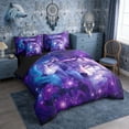 thumbnail image 2 of Erosebridal Purple Magical Wolf Pair Floral Print Twin Bedding Sets, Fantasy Wildlife Bedding Comforter Set for Men and Women, Black Reversible 7 Pieces, 2 of 6