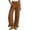 Coffee, variant on Women's High Waisted Wide Leg Pants Ruffle Hem Elastic Waist Casual Loose Trousers with Pockets, 1 Piece, S-XXXL