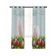 thumbnail image 7 of Easter Blackout Curtains for Bedroom, Wooden Bunny Colorful Eggs Spring Floral Farmhouse Thermal Insulated Kitchen Drapes with Grommets, Light Blocking Window Treatment, 2 Panels 52" x 96", 7 of 7