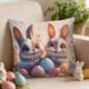 thumbnail image 4 of Funda de almohada de poliéster con diseño de conejos y fondo floral de huevo de Pascua, funda de cojín decorativa para sofá, funda de almohada decorativa navideña, funda de almohada de poliéster, 4 of 6
