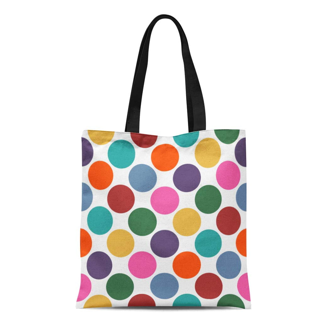 SIDONKU Canvas Tote Bag Dotted Polka Dot Pattern Reusable Handbag