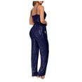 thumbnail image 6 of GaThRRgYP Jumpsuit for Women Plus Size,Women's Solid Color High-Waisted Sleeveless Off-The-Shoulder Sequin Slim Long Sequin Romper Dark Blue XL, 6 of 6
