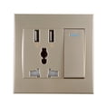 thumbnail image 1 of Panel de Enchufe de Pared BLESIY 2.1A con Tornillos Receptáculo de 3 Interruptor de Salida USB, 1 of 7