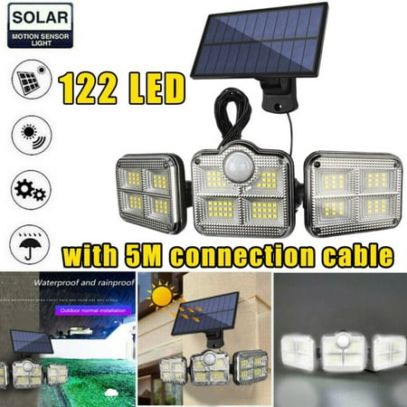 

Solar Lights Outdoor Motion Sensor - New Upgrade Rotatable 122 LEDs Solar Powered Security Light IP67 Waterproof Led Outdoor Lights Super Bright Solar Wireless Wall Light With 3 Modes