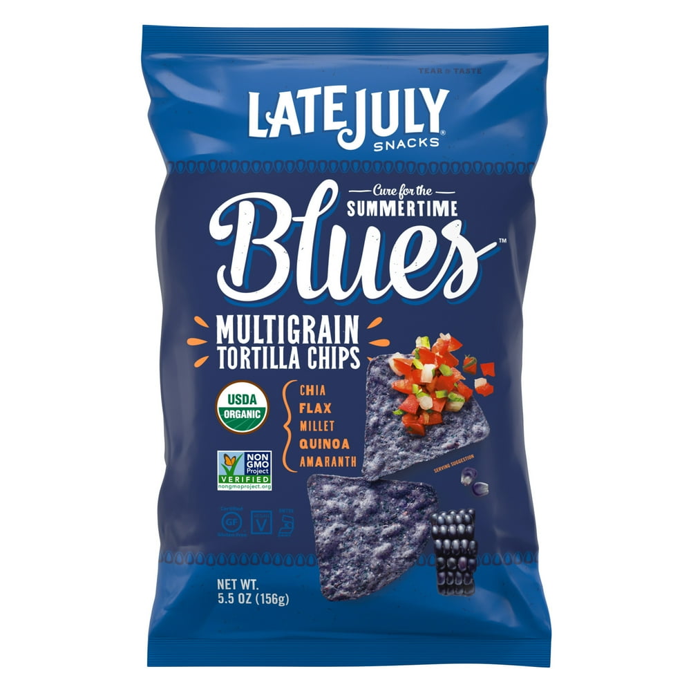 LATE JULY Snacks Multigrain Summertime Blues Tortilla Chips, 5.5 oz