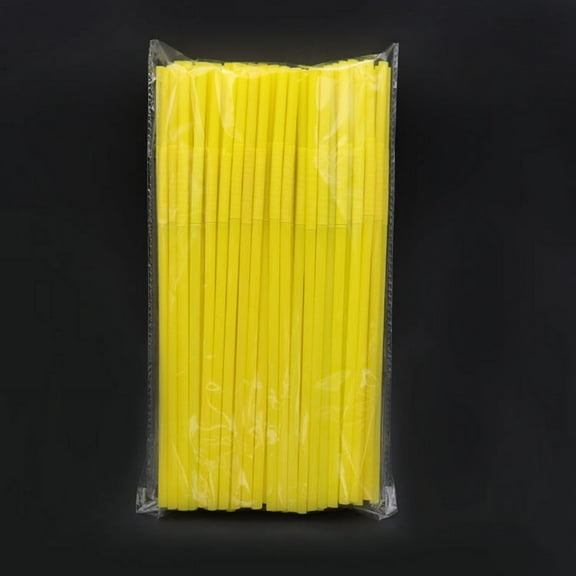 Namzi Disposable Plastic Flexible Bendable Drinking Straws 100Pcs Straws for Juice Drinks-Yellow