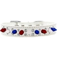thumbnail image 3 of Pet and Dog Spike Collar, "Double Crystal  Red, White and Blue Spikes", 3 of 5