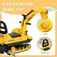thumbnail image 4 of Qaba Excavatrice à Chevaucher pour Enfants avec Pelle, Camion de Construction pour Jeu d'Imitation avec Rangement sous le Siège, Son Réaliste, Roues à Bande de Roulement, Conception Sans Alimentation, 4 of 10