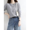 thumbnail image 6 of Womens Long Sleeve Button Up Knit Cardigan Light-Bodied 2026 Crewneck Button Down Sweaters for Women Medium Gray M, 6 of 7
