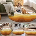 thumbnail image 6 of Abstract Round Area Rugs 3 ft, Burnt Orange Brown Gradient Waves Beach Lines Washable Small Area Rug with Non-Slip Sturdy Edge Binding Round Front Door Mat Floor Carpet for Entryway, 6 of 9