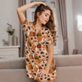 thumbnail image 3 of Pofeuu Autumn Fox Pumpkin Lazy Print Women's Loose Fit Short Sleeve Nightgown, Comfortable Sleep Dress for Women, Casual Lounge Sleepwear, Soft Cotton Sleep Dress, 3 of 6