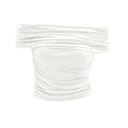 thumbnail image 4 of Favoffer Womens Off Shoulder Tees Irregular Hem Short Sleeve Slim Fitted Casual Tops Fashion Blouses For Street Dating Party Vacation Daily, 4 of 6