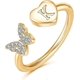thumbnail image 1 of Anillos iniciales apilables para mujeres y niñas, anillos iniciales con letras mayúsculas de mariposa chapados en oro rosa para mujeres, adolescentes y niñas, anillos con letras apilables para, 1 of 5