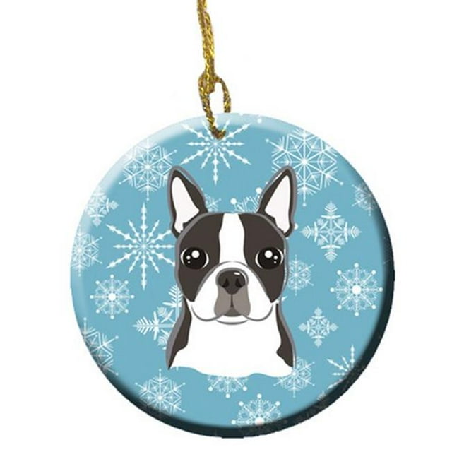Snowflake Boston Terrier Ornement en Céramique