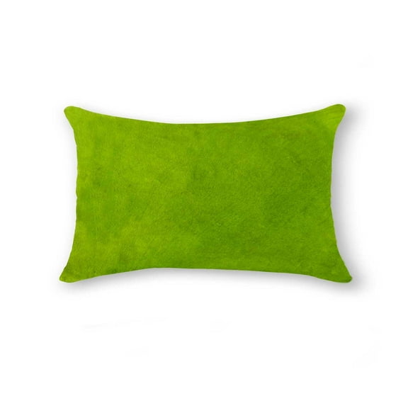 12" X 20" X 5" Lime Cowhide Pillow