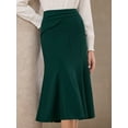 thumbnail image 4 of DARING DIVA Women's High Elastic Waist Fishtails Midi Skirts for Work M Green Blue, 4 of 6